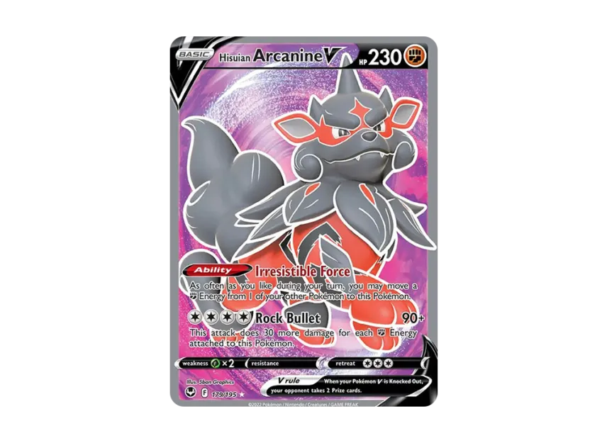 Hisuian Arcanine V UR [195-SILVER-TEMPEST 179/195] (Sword & Shield "Silver Tempest")