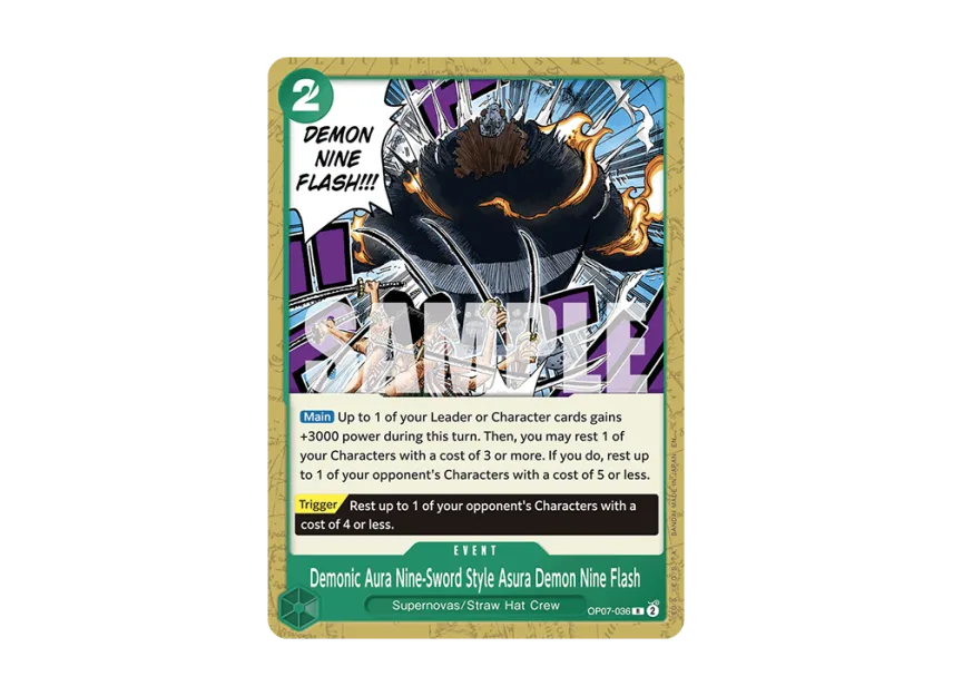 Demonic Aura Nine-Sword Style Asura Demon Nine Flash R [OP07-036] [EN] (Start Deck "GREEN Jewelry Bonney")