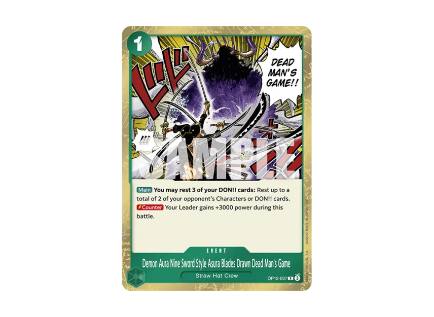Demon Aura Nine Sword Style Asura Blades Drawn Dead Man's Game R [OP12-037] [EN] (Booster Pack "LEGACY OF THE MASTER")