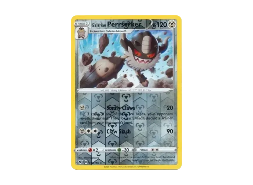 Galarian Perrserker R : Reverse Holo [185-VIVID-VOLTAGE 113/185] [EN] (Sword & Shield "Vivid Voltage")