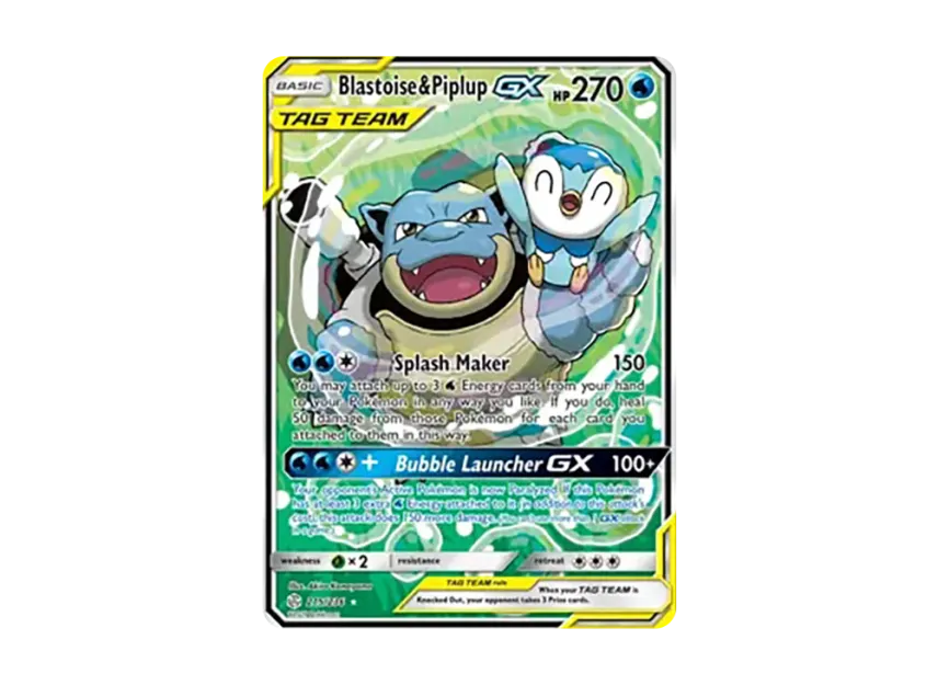 Blastoise & Piplup GX UR [236-COSMIC-ECLIPSE 215/236] (Sun & Moon "Cosmic Eclipse")