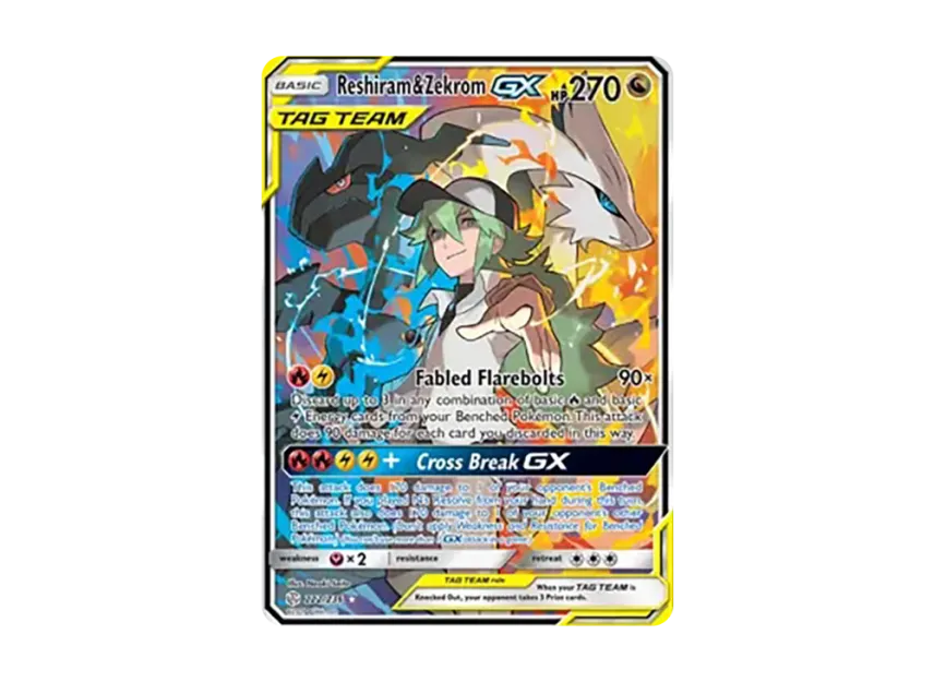 Reshiram & Zekrom GX UR [236-COSMIC-ECLIPSE 222/236] (Sun & Moon "Cosmic Eclipse")