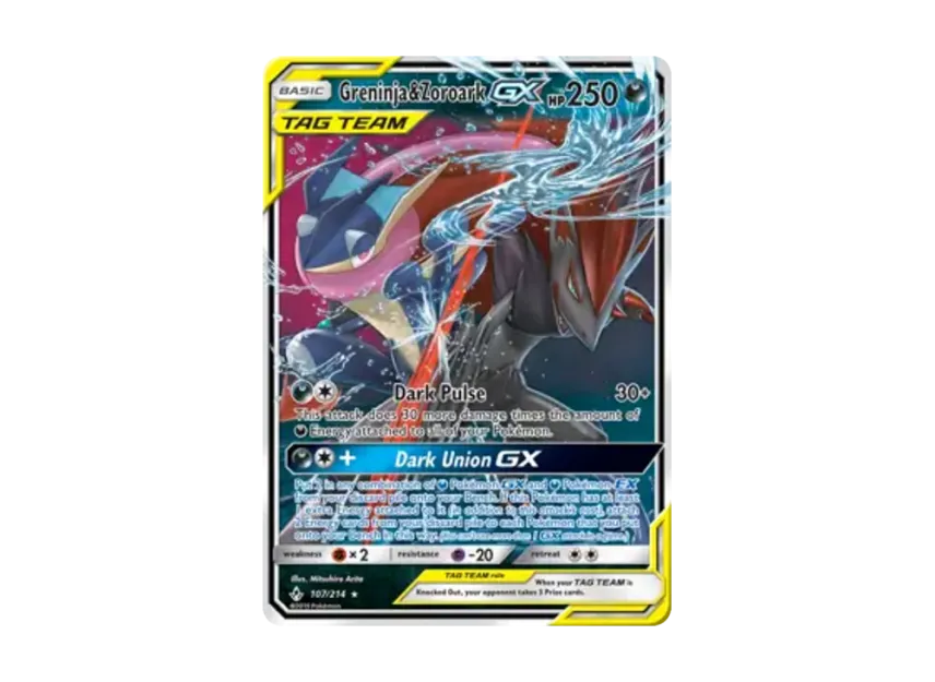 Greninja & ZoroarkGX R [214-UNBROKEN-BONDS 107/214] [EN] (Sun & Moon "Unbroken Bonds")