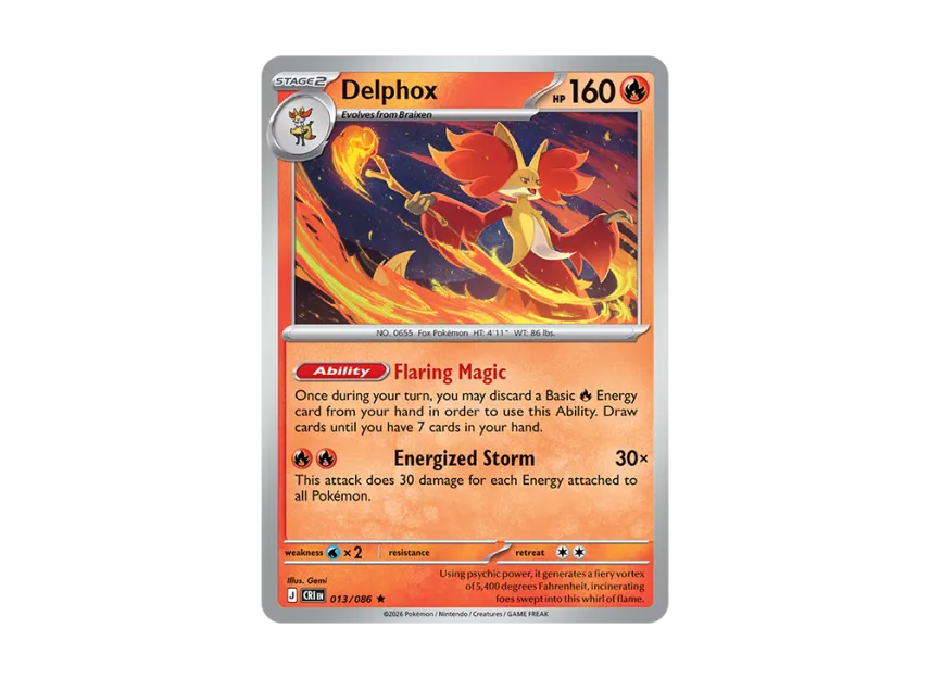 Delphox R [CRI 13/086] [EN] (Mega Evolution "Chaos Rising Booster Display Box")