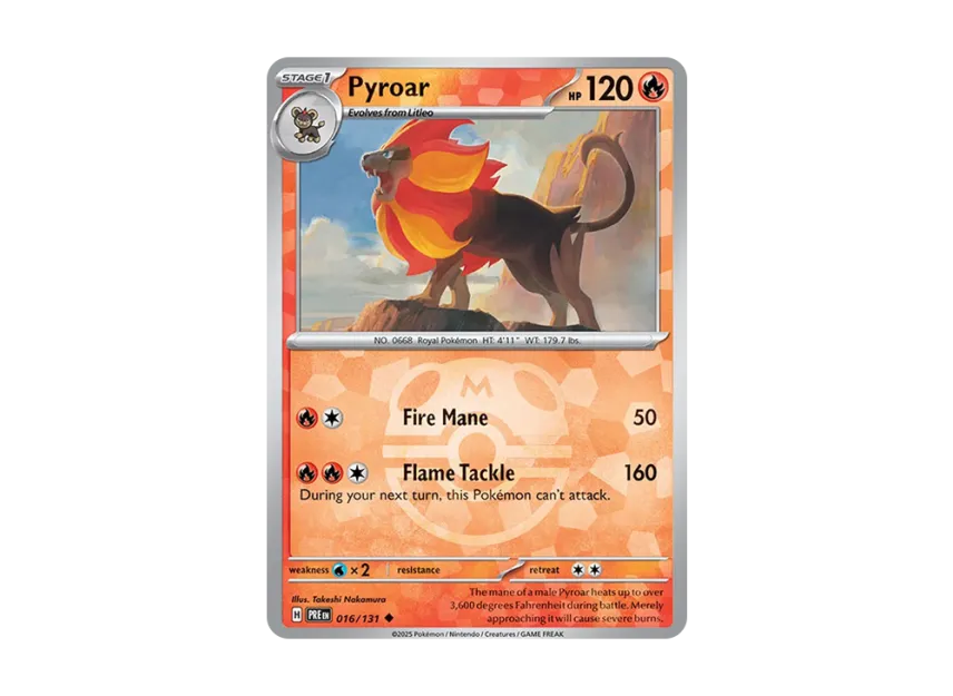 Pyroar U : Master Ball Holo [PRE 016/131] [EN] (Scarlet & Violet "Prismatic Evolutions")