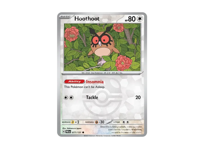 Hoothoot C : Master Ball Holo [PRE 077/131] [EN] (Scarlet & Violet "Prismatic Evolutions")