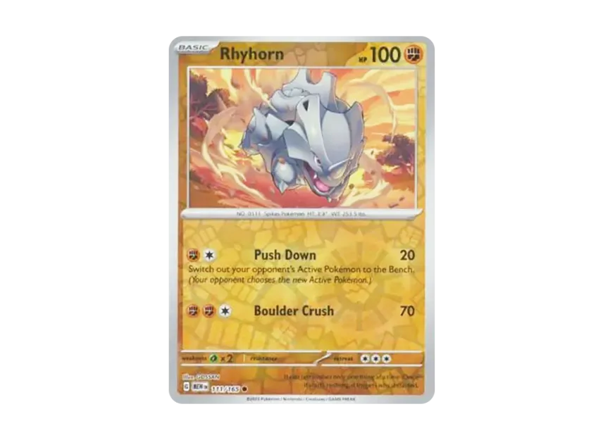Rhyhorn C : Reverse Holo [MEW 111/165] [EN] (Scarlet & Violet "151")