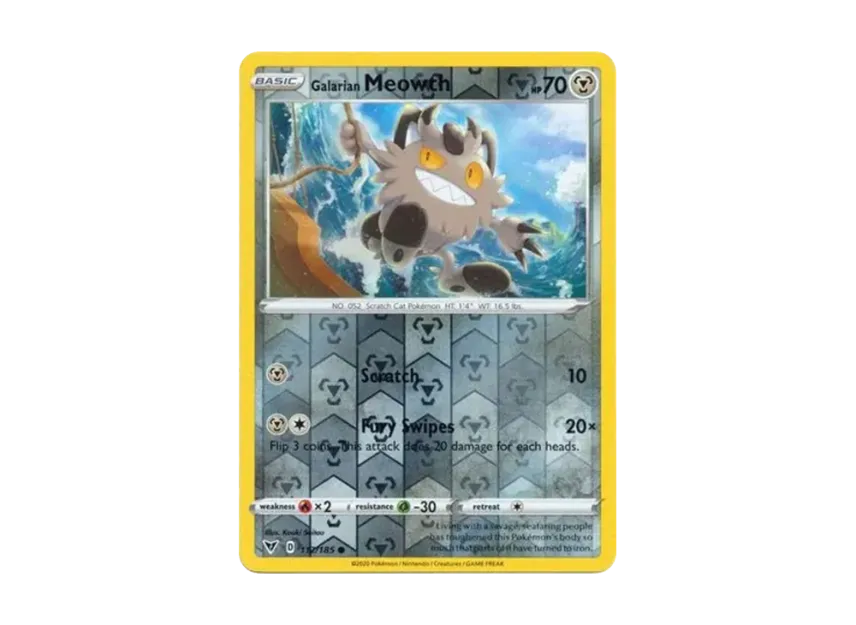 Galarian Meowth C : Reverse Holo [185-VIVID-VOLTAGE 112/185] [EN] (Sword & Shield "Vivid Voltage")