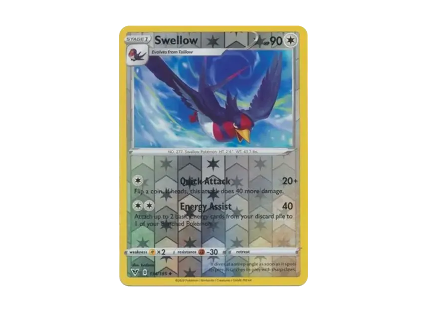 Swellow U : Reverse Holo [185-VIVID-VOLTAGE 134/185] [EN] (Sword & Shield "Vivid Voltage")