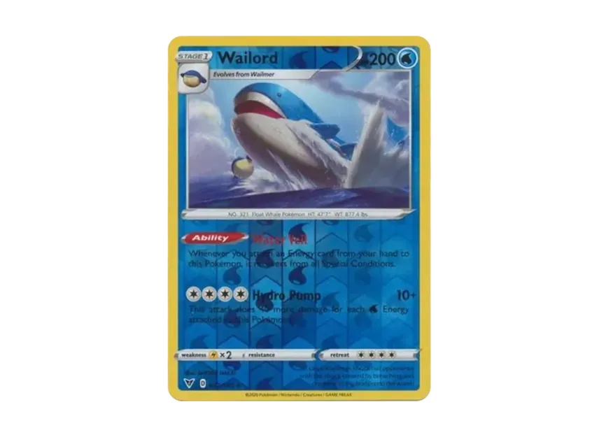 Wailord R : Reverse Holo [185-VIVID-VOLTAGE 032/185] [EN] (Sword & Shield "Vivid Voltage")