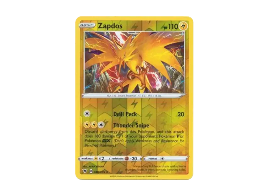 Zapdos R : Reverse Holo [185-VIVID-VOLTAGE 048/185] [EN] (Sword & Shield "Vivid Voltage")