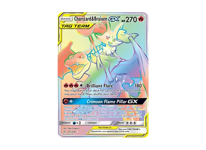 Charizard & Braixen GX RR [236-COSMIC-ECLIPSE 251/236] (Sun & Moon "Cosmic Eclipse")