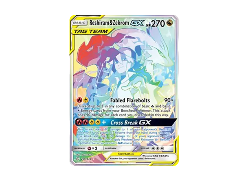 Reshiram & Zekrom GX RR [236-COSMIC-ECLIPSE 259/236] (Sun & Moon "Cosmic Eclipse")
