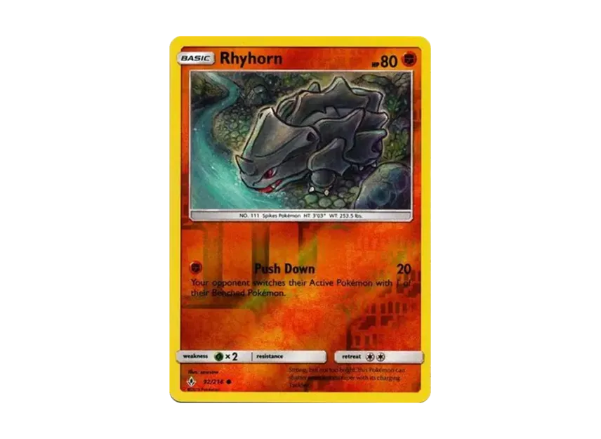 Rhyhorn C : Reverse Holo [214-UNBROKEN-BONDS 92/214] [EN] (Sun & Moon "Unbroken Bonds")