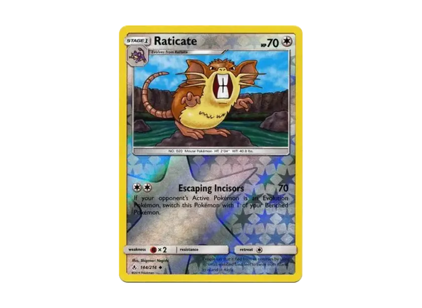 Raticate U : Reverse Holo [214-UNBROKEN-BONDS 144/214] [EN] (Sun & Moon "Unbroken Bonds")