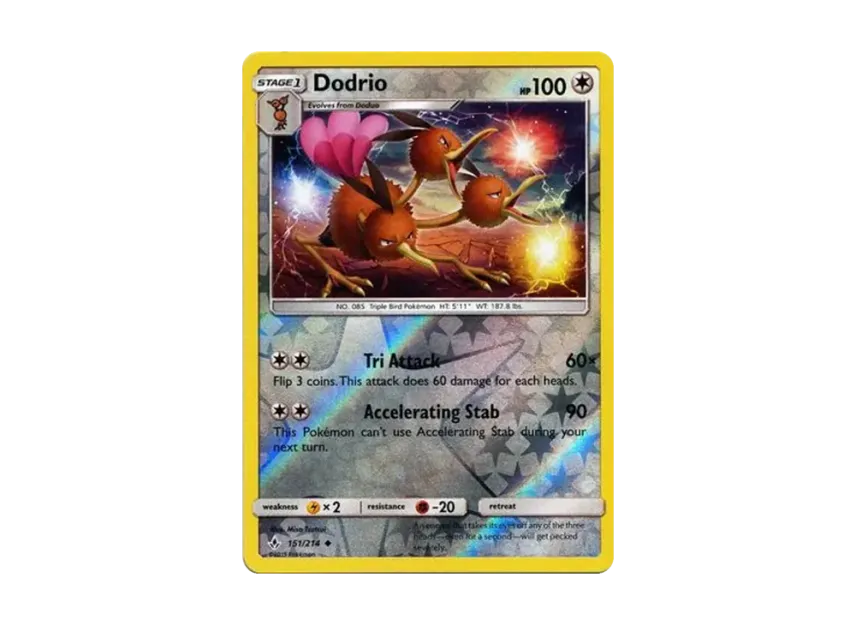 Dodrio U : Reverse Holo [214-UNBROKEN-BONDS 151/214] [EN] (Sun & Moon "Unbroken Bonds")