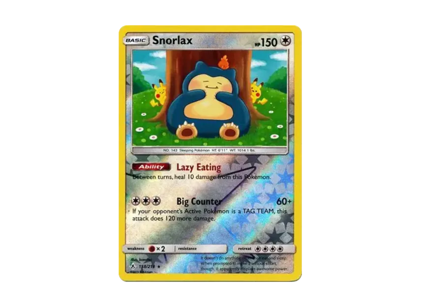Snorlax R : Reverse Holo [214-UNBROKEN-BONDS 158/214] [EN] (Sun & Moon "Unbroken Bonds")