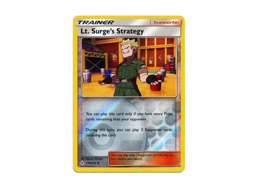 Lt. Surge's Strategy U : Reverse Holo [214-UNBROKEN-BONDS 178/214] [EN] (Sun & Moon "Unbroken Bonds")