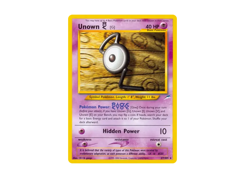 Unown [G] R [105-NEO-DESTINY 27/105] [EN] (Neo Series "Neo Destiny")