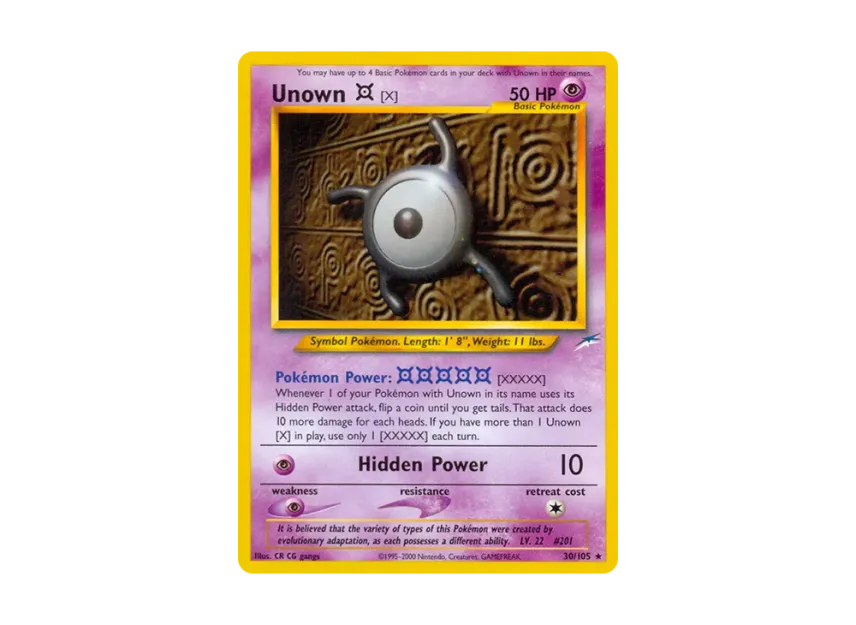 Unown [X] R [105-NEO-DESTINY 30/105] [EN] (Neo Series "Neo Destiny")