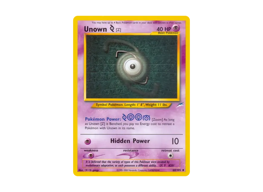 Unown [Z] U [105-NEO-DESTINY 60/105] [EN] (Neo Series "Neo Destiny")