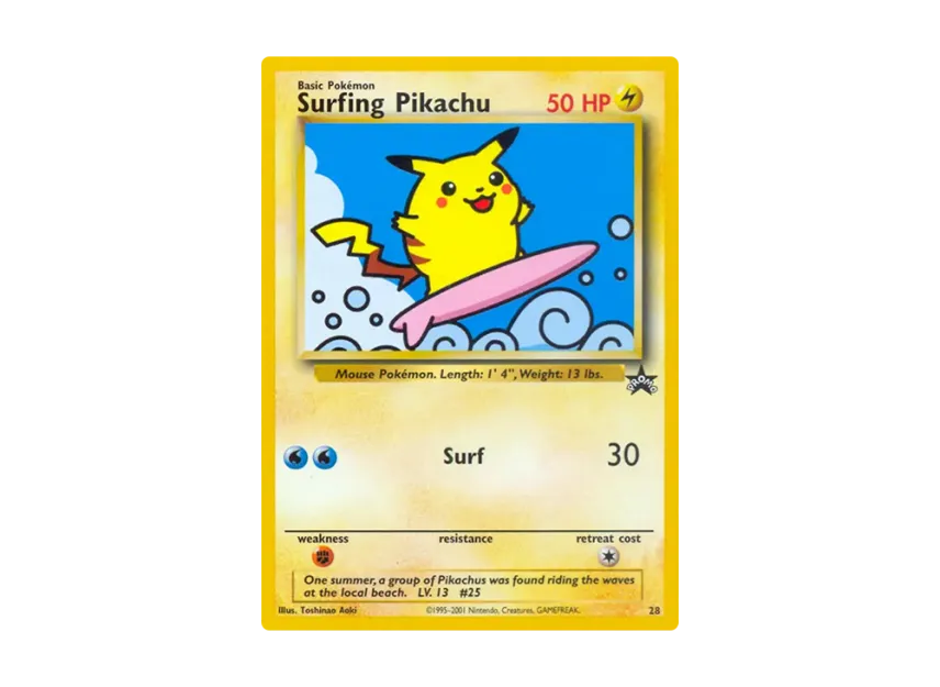 Surfing Pikachu P [WIZARDS-OF-THE-COAST-PROMO 28] (Wizards of the Coast "Promotional Card")