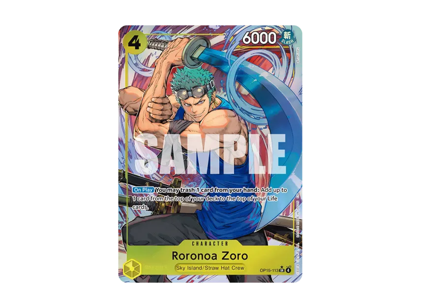 Roronoa Zoro SR-P [OP15-113] [EN] (Booster Pack "ADVENTURE ON KAMI’S ISLAND")