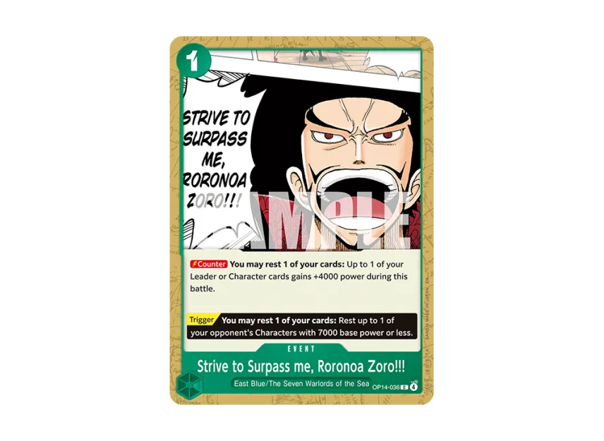 Strive to Surpass me, Roronoa Zoro!!! C [OP14-036] [EN] (Booster Pack "THE AZURE SEA'S SEVEN")