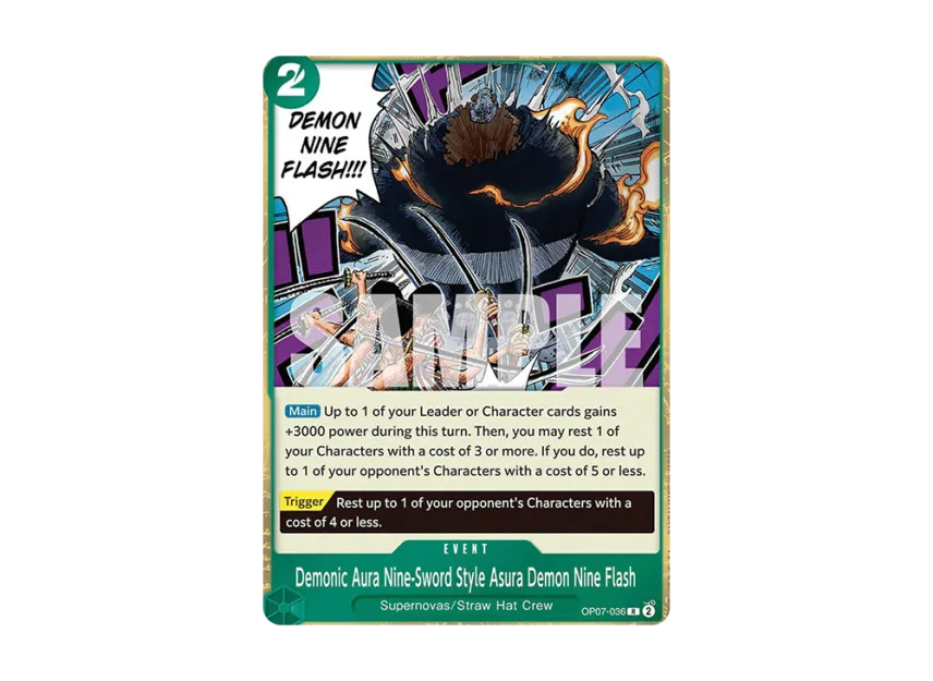 Demonic Aura Nine-Sword Style Asura Demon Nine Flash R [OP07-036] [EN] (Booster Pack "500 Years In The Future")