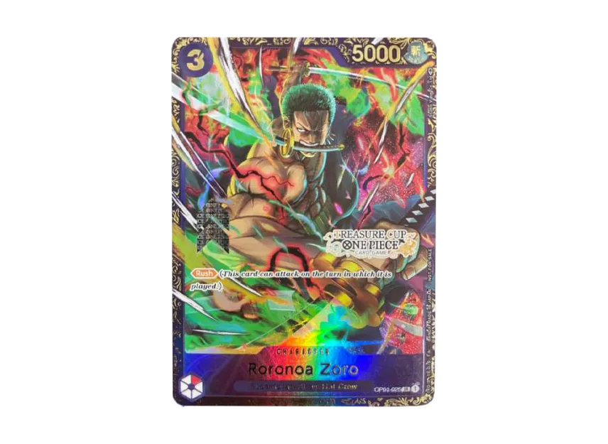 Roronoa Zoro SR [OP01-025] [EN] (Promotional Card "Treasure Cup Flagship Battle Victory souvenir")