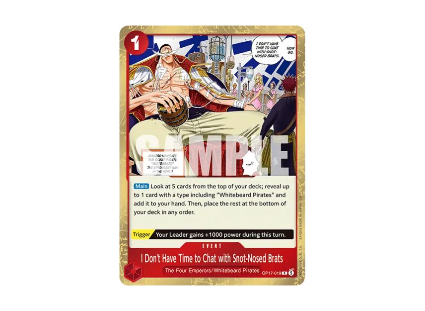 I don't want to talk to a snot-nosed brat! R [OP17-019] [EN] (Booster Pack "THE WORLD’S STRONGEST WARRIORS")