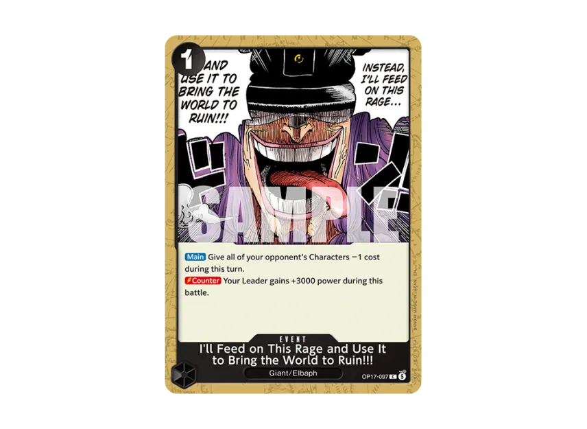 Take my wrath!!! I'll destroy the "world"!!! C [OP17-097] [EN] (Booster Pack "THE WORLD’S STRONGEST WARRIORS")