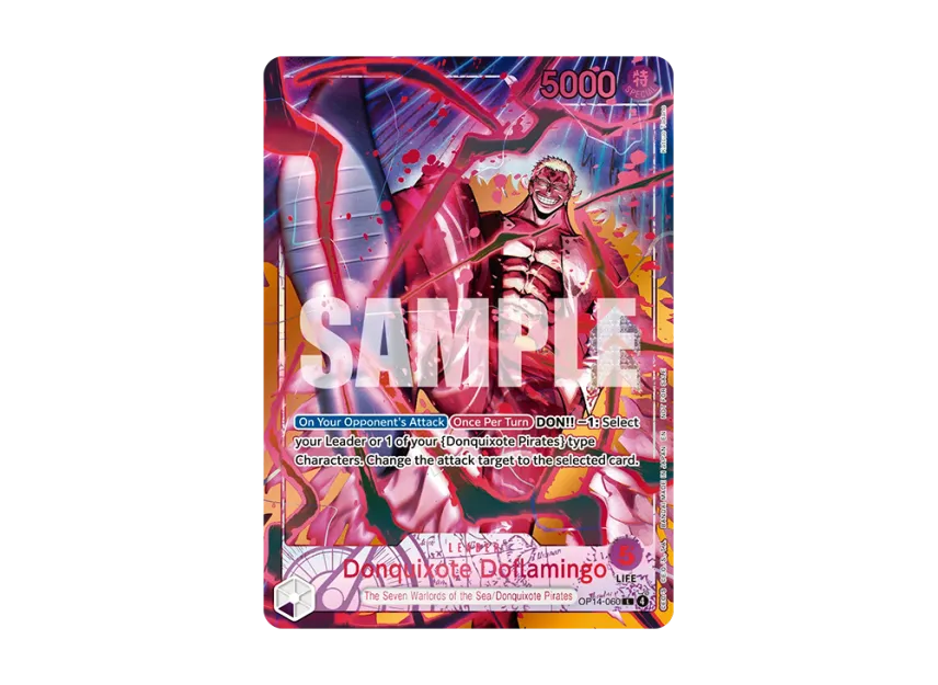 Donquixote Doflamingo L : Opened : Top 16 [OP14-060] [EN] (Promotional Card "Flame-Flame Fruit Coliseum Europe")