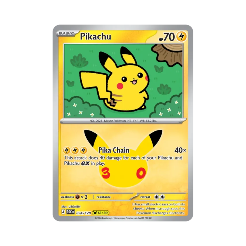 Pikachu [30C 034/128] [EN] (Elite Trainer Box "30th Celebration")