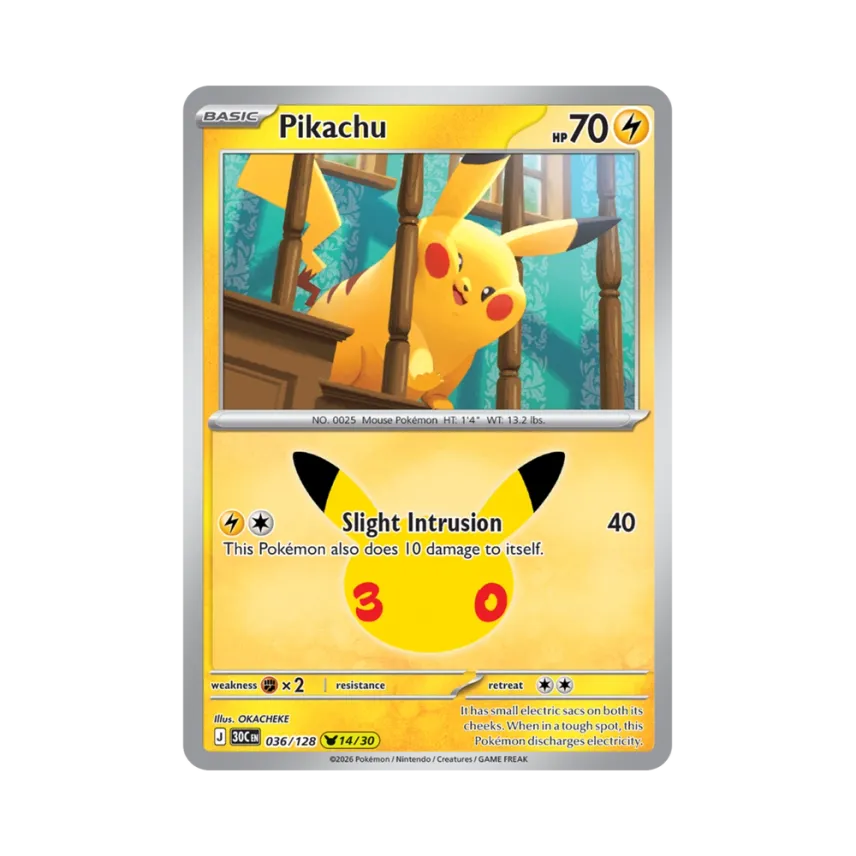 Pikachu [30C 036/128] [EN] (Elite Trainer Box "30th Celebration")
