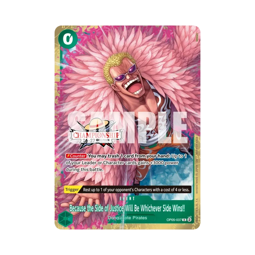 Because the Side of Justice Will Be Whichever Side Wins!! R [OP05-037] [EN] (Promotional Card "CS 26-27 Celebration Pack")