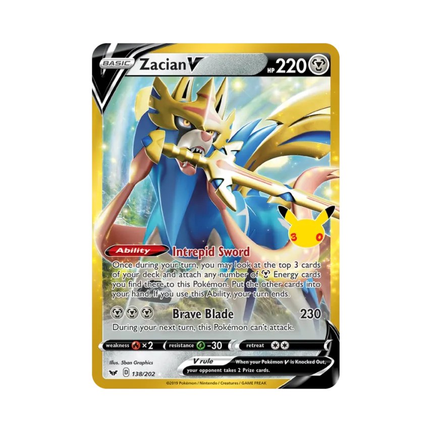 Zacian V [202-30TH-CELEBRATION 138/202] [EN] (Elite Trainer Box "30th Celebration")