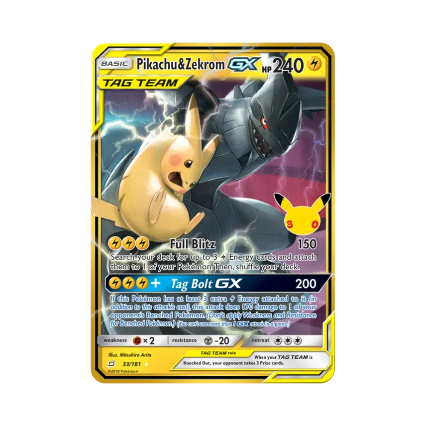 Pikachu & Zekrom GX [181-30TH-CELEBRATION 33/181] [EN] (Elite Trainer Box "30th Celebration")