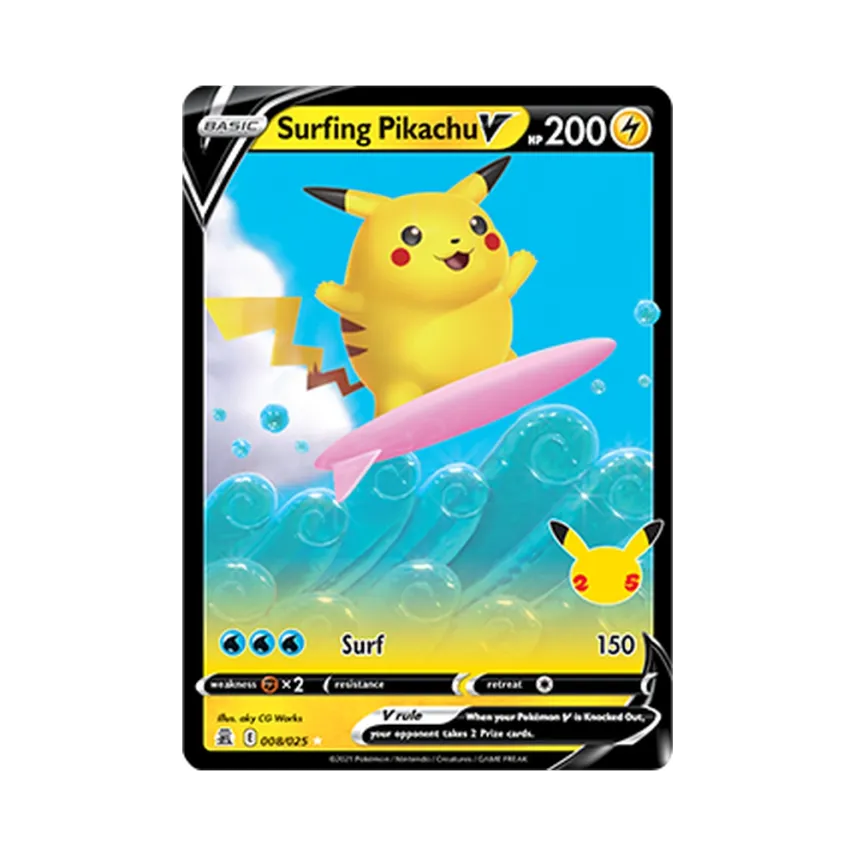 Surfing Pikachu V R : Holo [SWORD-SHIELD-CELEBRATIONS 008/025] [EN] (Sword & Shield "Celebrations")
