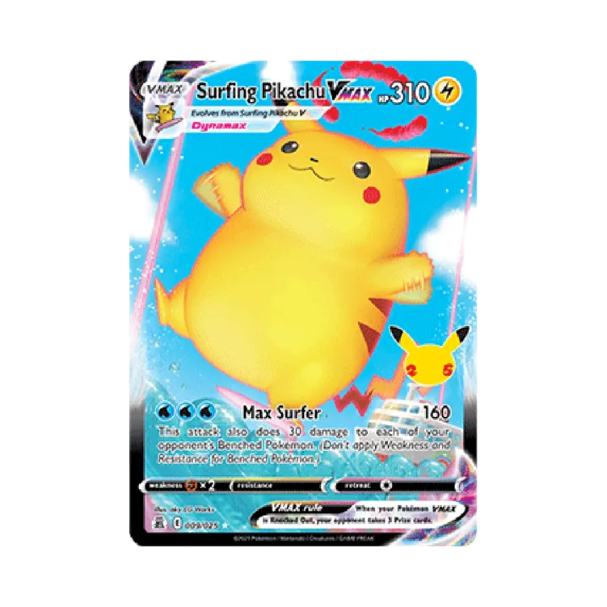 Surfing Pikachu VMAX R : Holo [SWORD-SHIELD-CELEBRATIONS 009/025] [EN] (Sword & Shield "Celebrations")